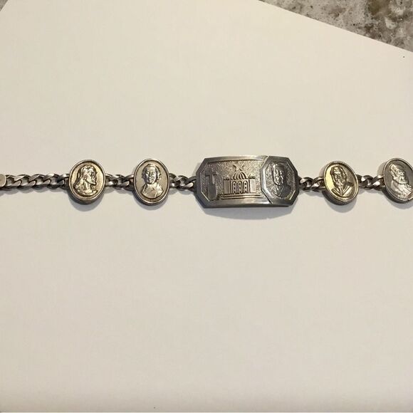 Solid Sterling Silver Religious bracelet 40 grams - Picture 1 of 8